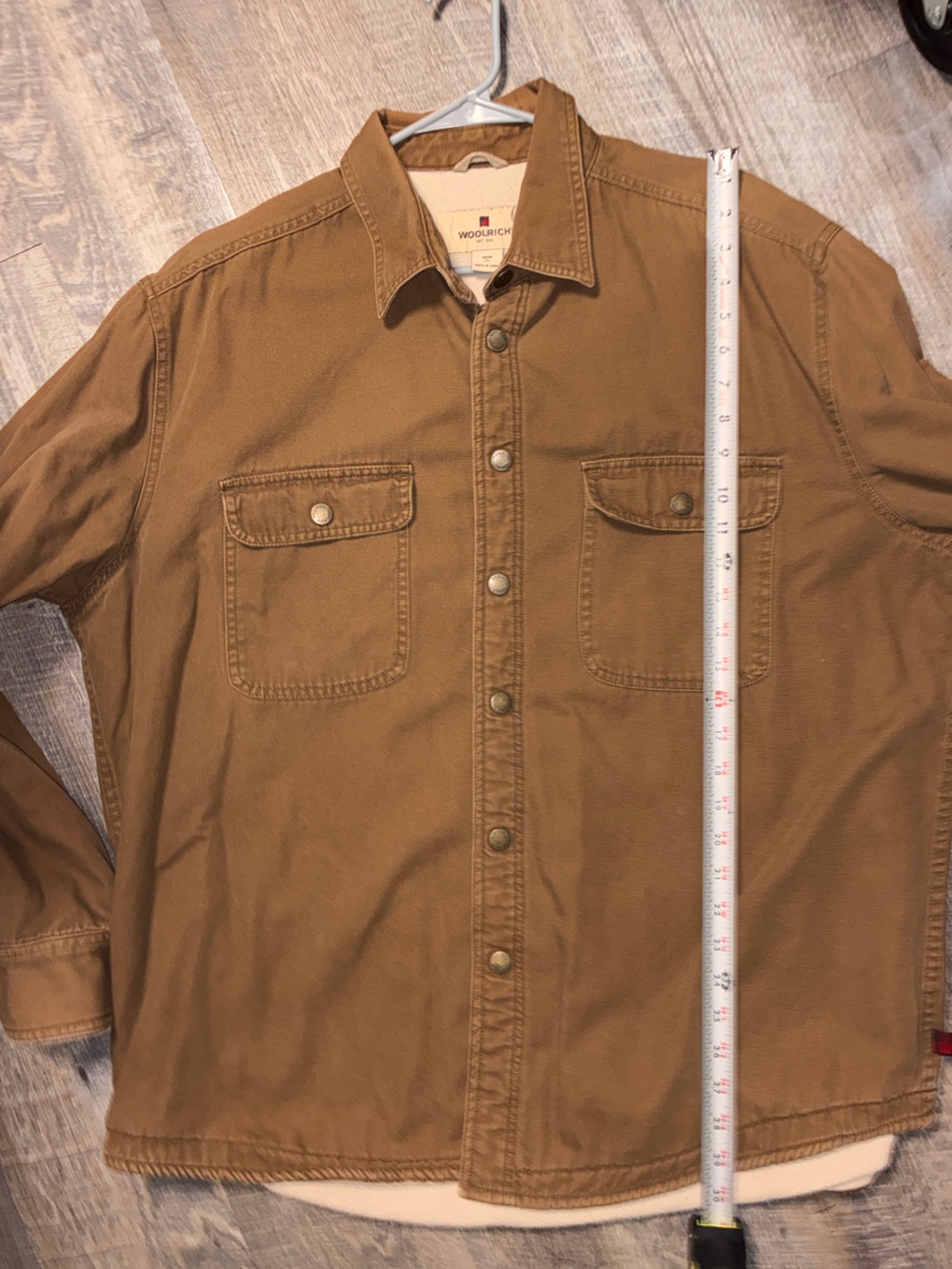 Woolrich Barn Jacket Chore Coat Tan Brown Sherpa Lined - mens size XL - Picture 10 of 10